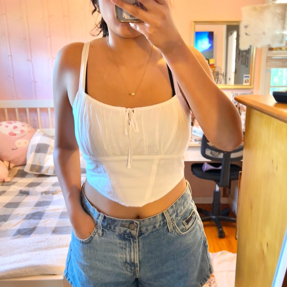 hollister corset crop top with adjustable straps